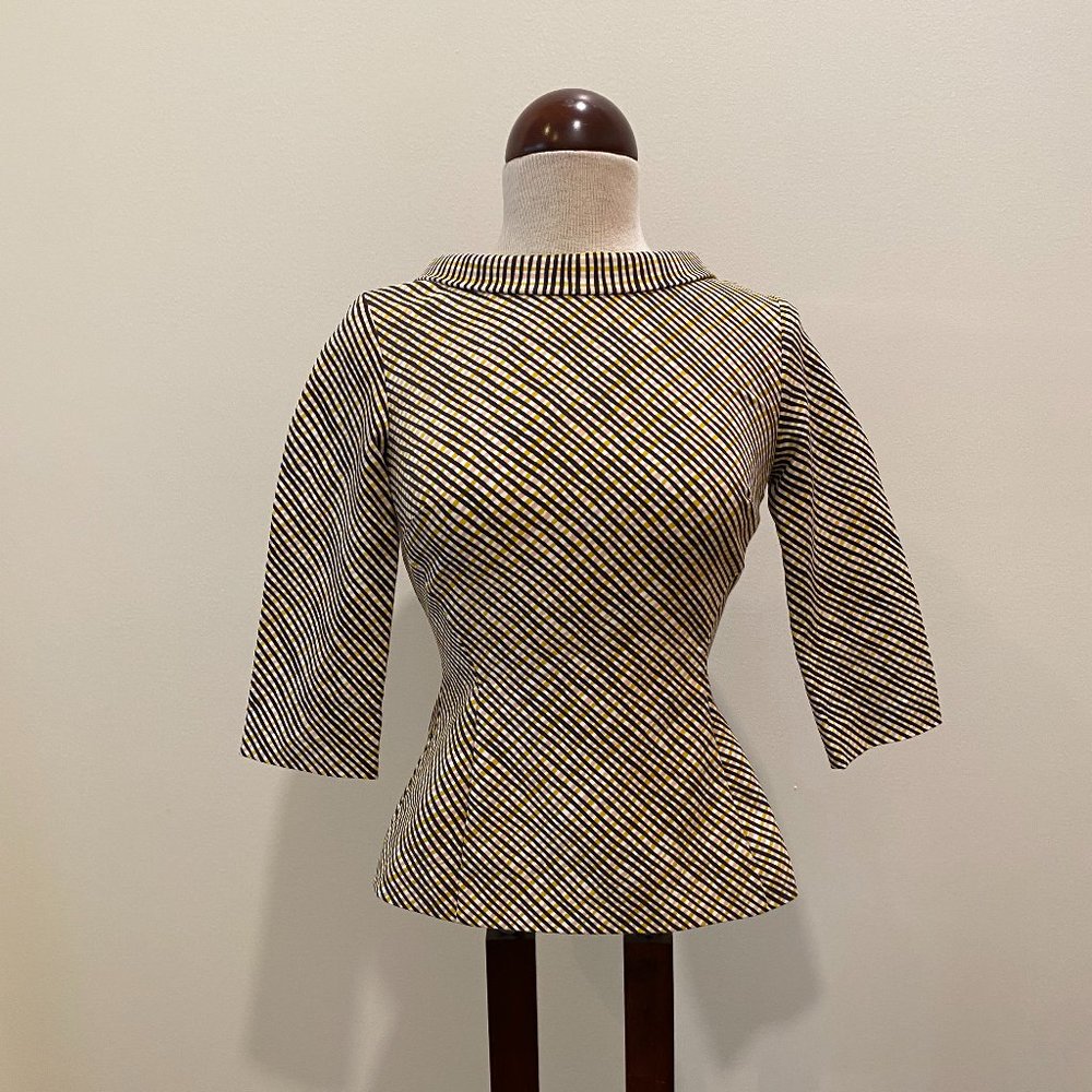 Boden Striped Collared 3/4 Sleeve Top Women's Size 4